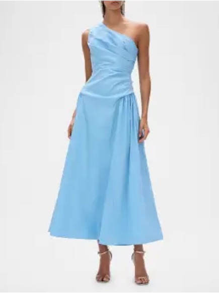 Nwt Rachel Gilbert Banksia One-Shoulder Gathered-Hip Midi Dress, Size Au 0/Us 2